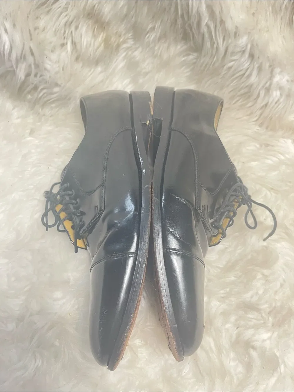 Cole Haan Black Leather Cap-Toe Oxfords